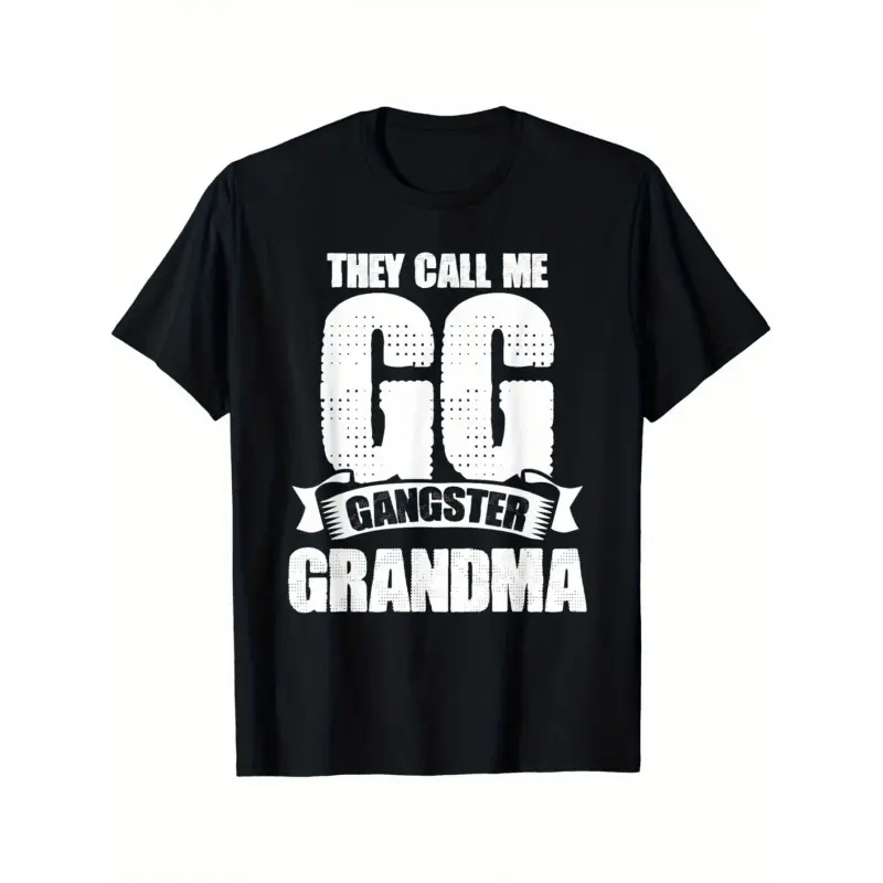 1pc Funny "They Call Me GG Gangster Grandma" Graphic T-Shirt - Combed Tee with Digital Print, Short Sleeve Round Neck Casual Fit for Women & Suitable for Grandmothers - Humorous Gift, Playful Grandma Apparel 6793 Crewneck Tshirt