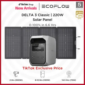 EF ECOFLOW DELTA 3 Classic Portable Power Station with 220W Solar Panel, Solar Charging, LiFePO4 Battery, 1800W AC/100W USB-C Output