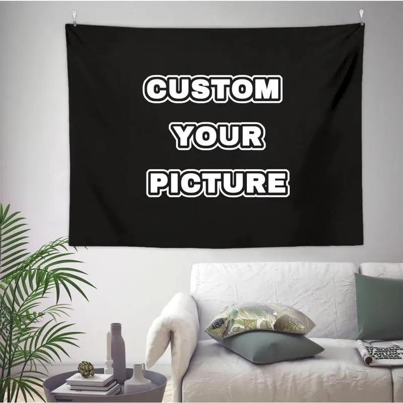 Custom Tapestry Upload Images Banners Personalized Wall Decor Customized Tapestry Flag Poster Banner for Bedroom/Wedding/Birthday Party/Gift Cotton Decorative Decoration Light Linen Print Design Home Goods summerwins