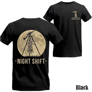 Coyote Night Life Hunting Shirt – Predator Hunter Graphic Tee For Men, Funny Night Hunting T Shirt, Outdoor Hunter Gift For Dad, Unisex Casual Graphic T-Shirts-DK.X