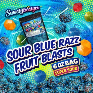 Blue Raspberry 6 OZ Sour Gushers Snack Candy - Sweet Bonbon viral sour Tangy Candies