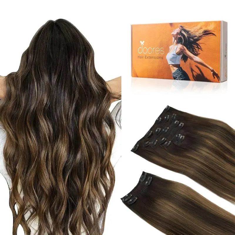 Doores Clip in Hair Extensions 120g/7pcs 150g/9pcs 100% Human Hair Straight for Daily Use#tiktokshopbacktoschool