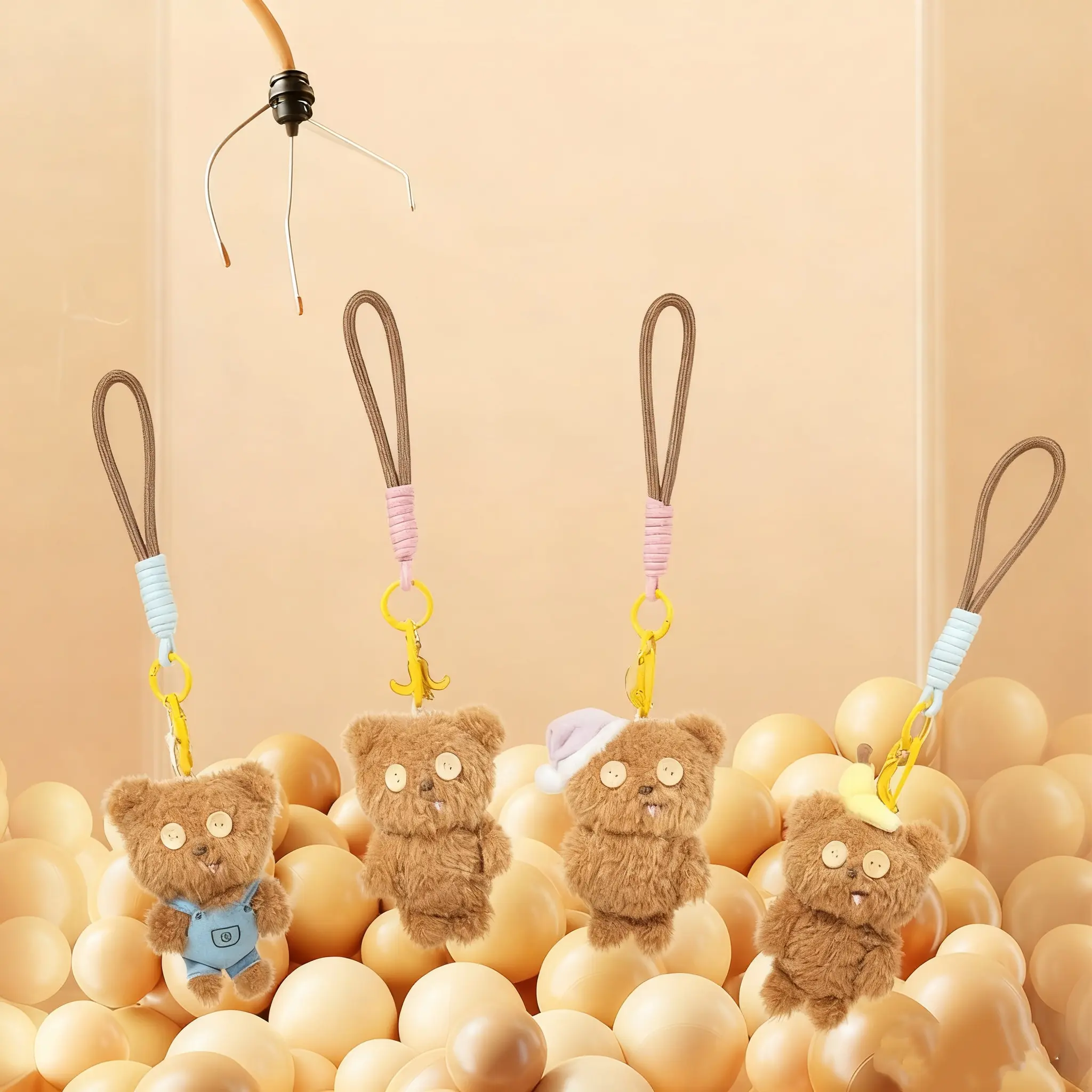 Miniso Minions Bob & Tim Plush Keychain, Kawaii Banana Style Bag Charm for Backpacks, Cute Collectible Holiday Accessory, Backpack, Kawaii Accessories, Cute Collectibles, Keychain For Bags, Tiny, Back To School, Unisex, Small Size, Clip-On, Soft Plush