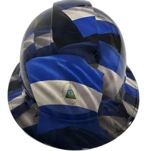 Nicaragua Flag Coat of Arms - Custom Hydro Dipped Full Brim Hard Hat