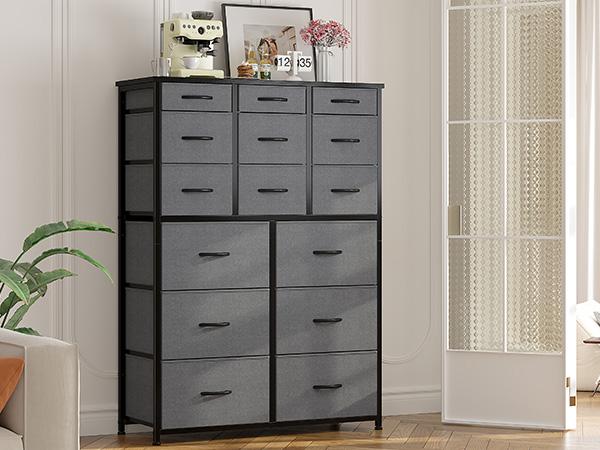 【Clearance】Raybee Furniture Viral Dresser for Bedroom with 12 Storage Drawers, Tall Dressers for Bedroom, Living Room, Apartment with Heavy Duty Wood Top and Metal Frame, Closets Storage Orgainzer, Dresser Tower, Chest of Drawers