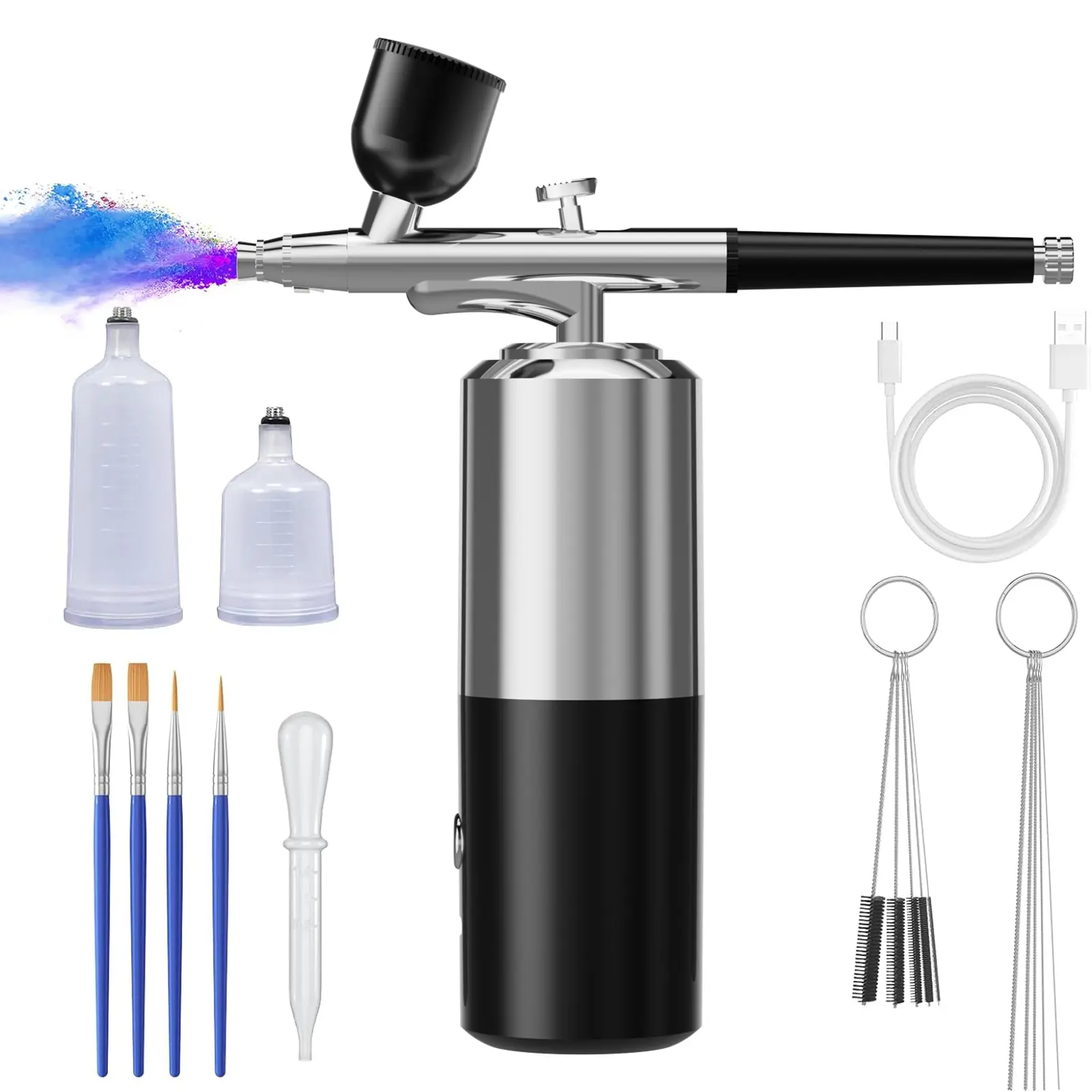 Airbrush Kit Air Brush Kit With Air Compressor Nail Charms Wireless Air Brush for Barber, Nail Art,Makeup, Model Painting Cutics