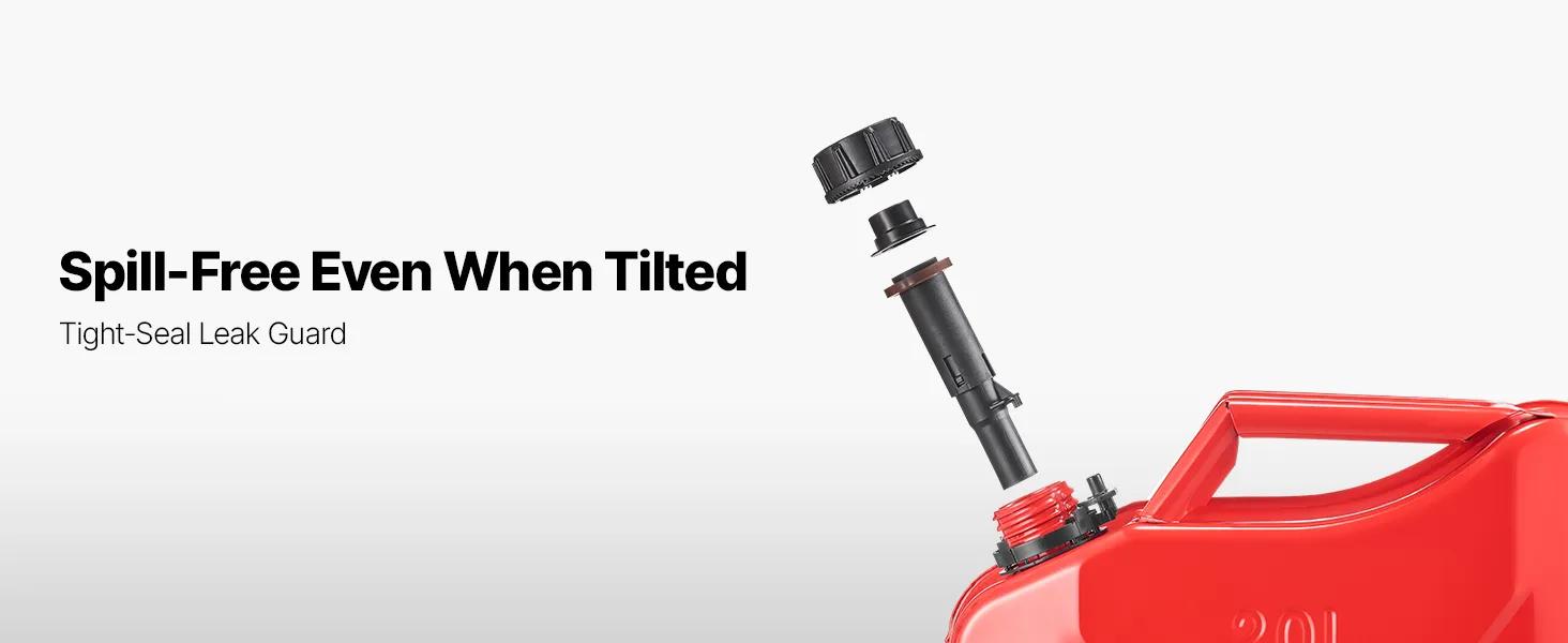 VEVOR Jerry Fuel  Metal Fuel Container, 5.3 Gallon, Fuel Jerry Can with Spout and Comfort Handle, 6 L/min Max Flow Rate, Leakproof & Corrosion-resistant Metal Gas Tank Most Cars Motorcycle ATV UTV, Red, 2 Packs