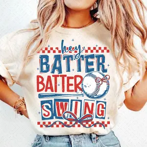 Retro Baseball Batter Batter Swing T-Shirt, Baseball Saying T-Shirt, Game Day Baseball Coquette Bow T-Shirt, Retro Quote Funny Baseball Mom Original