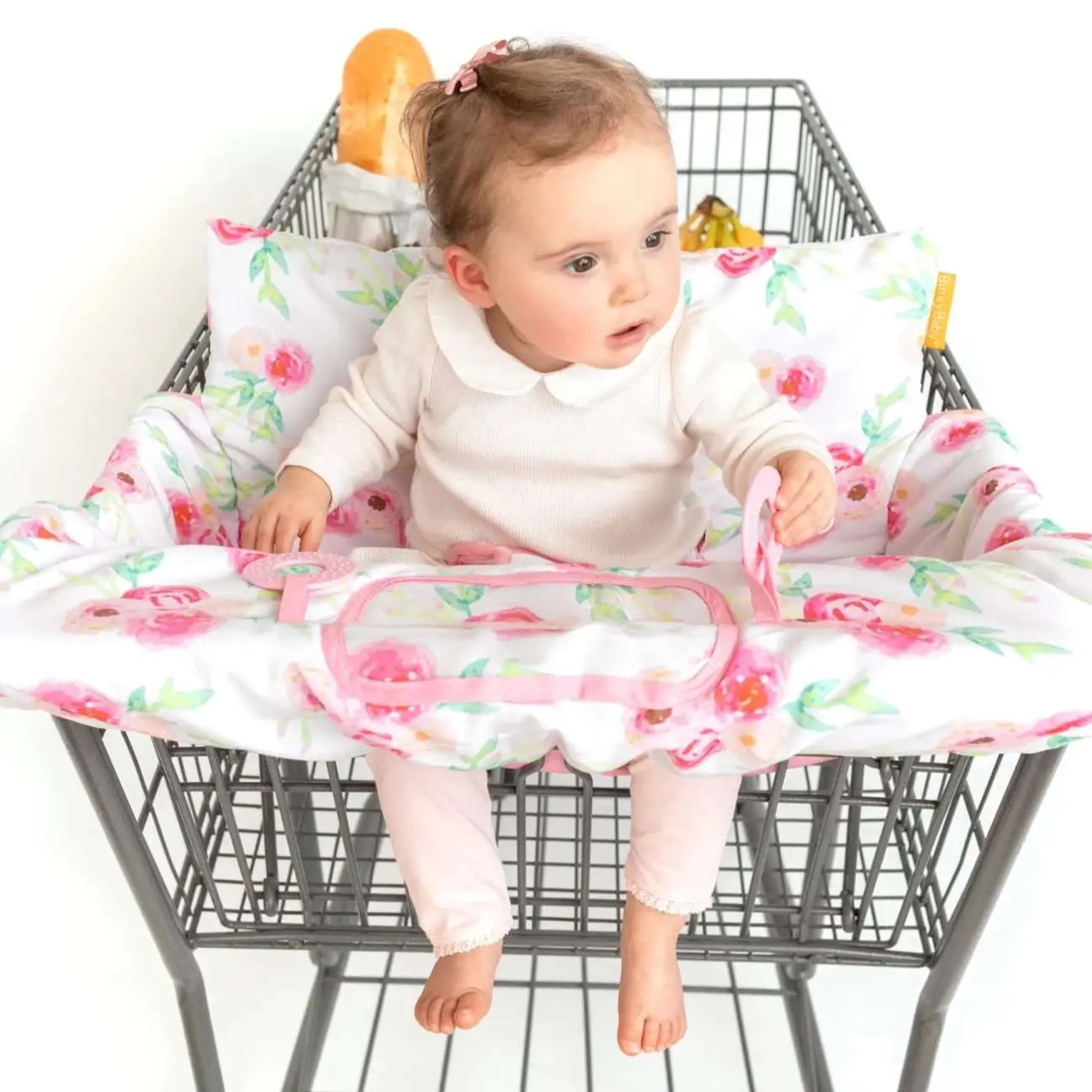 Baby Shopping Cart Cover | Full Bloom Watercolor Floral Print Portable Stroller Fan Cozy