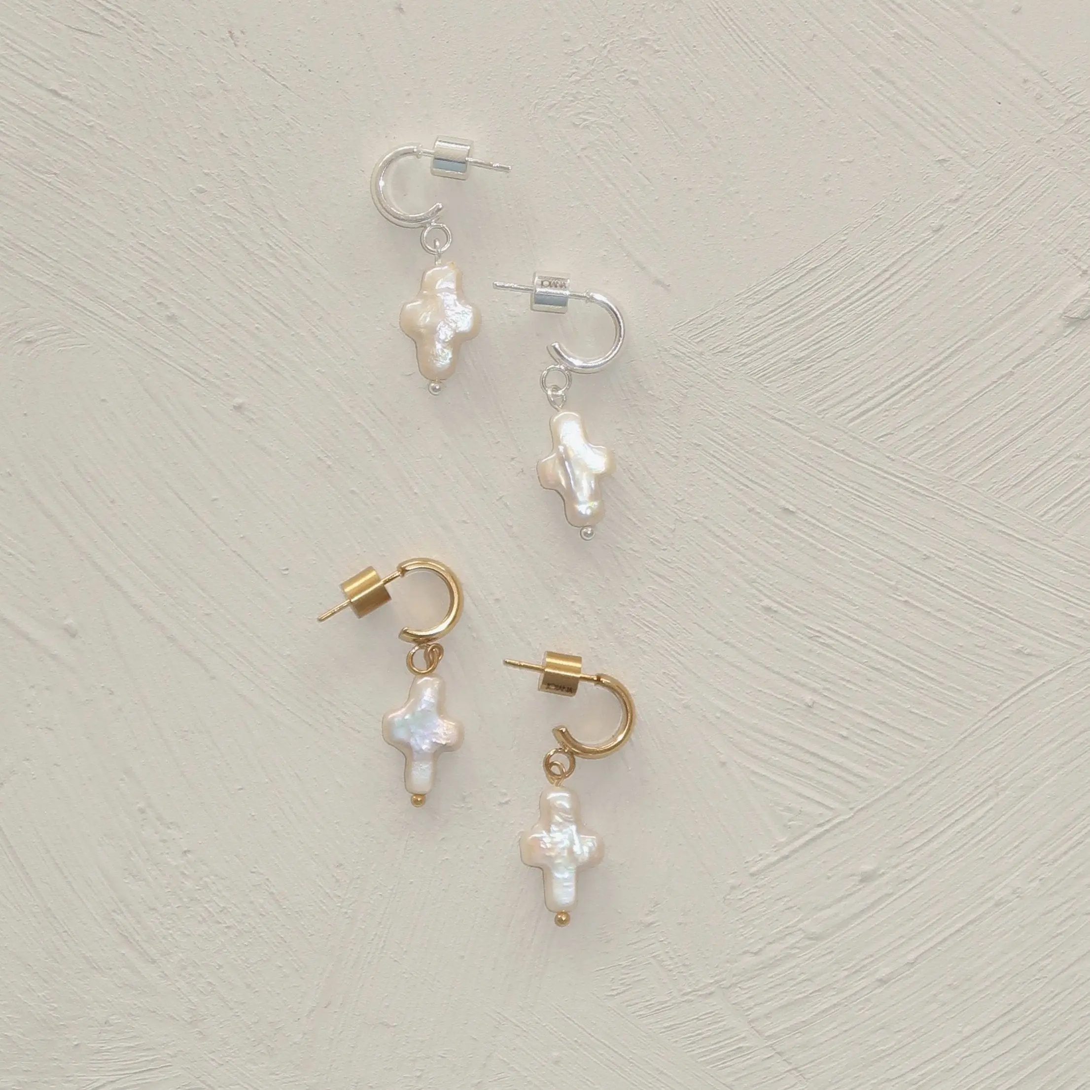 Pearl Cross Mini Hoops pearl earring