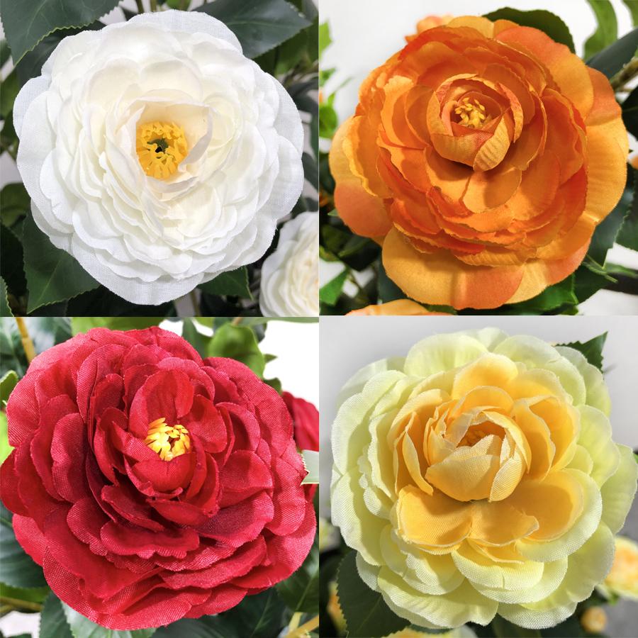 2 pcs of artificial camellia tree with built-in flower pot, 35.43 inch green plant potted plant suitable for indoor, outdoor, courtyard, porch decoration