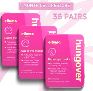 Elluma Beauty Under Eye Patches 12 Pairs of Themed Hydrogel Eye Gel Pads - For Puffy Eyes and Dark Circles, Under Eye Bags, Wrinkles - Hungover Set with Menthol & Taurine