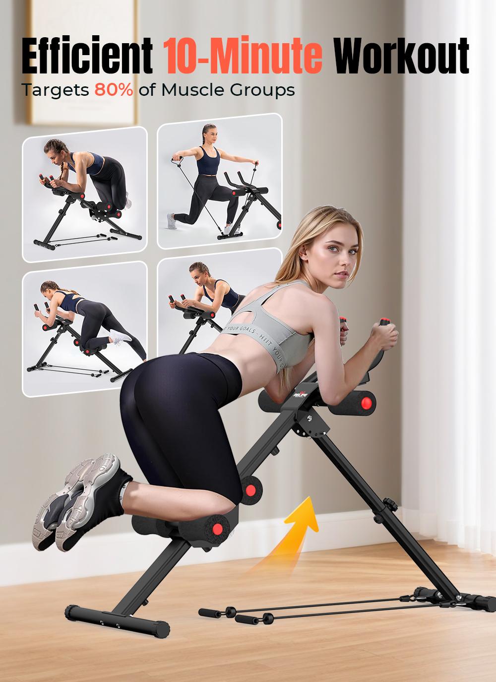 RELIFE REBUILD YOUR LIFE Adjustable Ab Trainer Machine Foldable Ab Workout Equipment for Home Gym, Core & Abs Exercise Machine, Arm Leg Glute Shaper