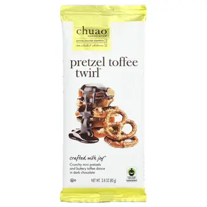 Chuao Chocolatier Dark Chocolate Bar, Pretzel Toffee Twirl™, 2.8 oz (80 g)