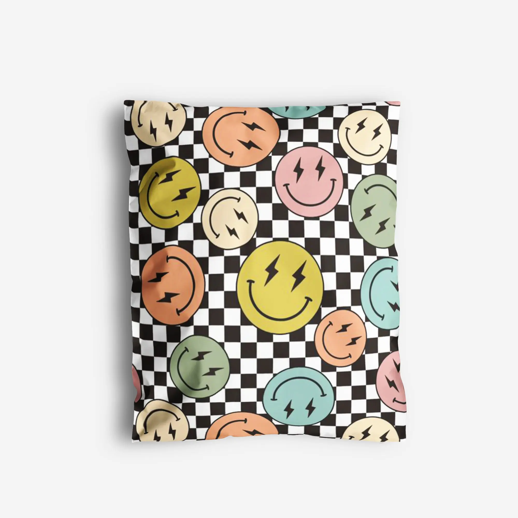Package Mint 14x19 Poly Mailers - 100 Pack Smiles Checkerboard Design Poly Mailers Shipping Bags - Waterproof, Tear-Resistant, Self-Adhesive Seal - Decorative Mailing Bags for Clothes, Accessories