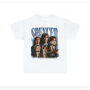 Spencer Reid Collage Shirt – Crime Drama Inspired Graphic Tee, Unisex White Cotton T-Shirt
