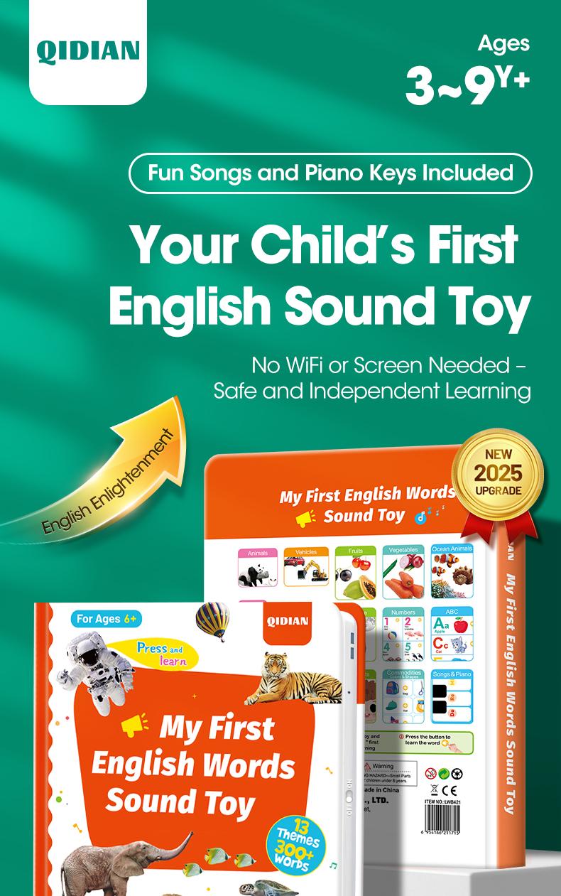 Toddler 1-6 Year Old,My First English Sound Toy – 470+Words, 21 Themes, Fun Word Game Bilingual Toys, Juguete Educativo for Educational Language, School Education Perfect Educational Gift Talking Flash Cards Nursing Flashcards Multifunction.
