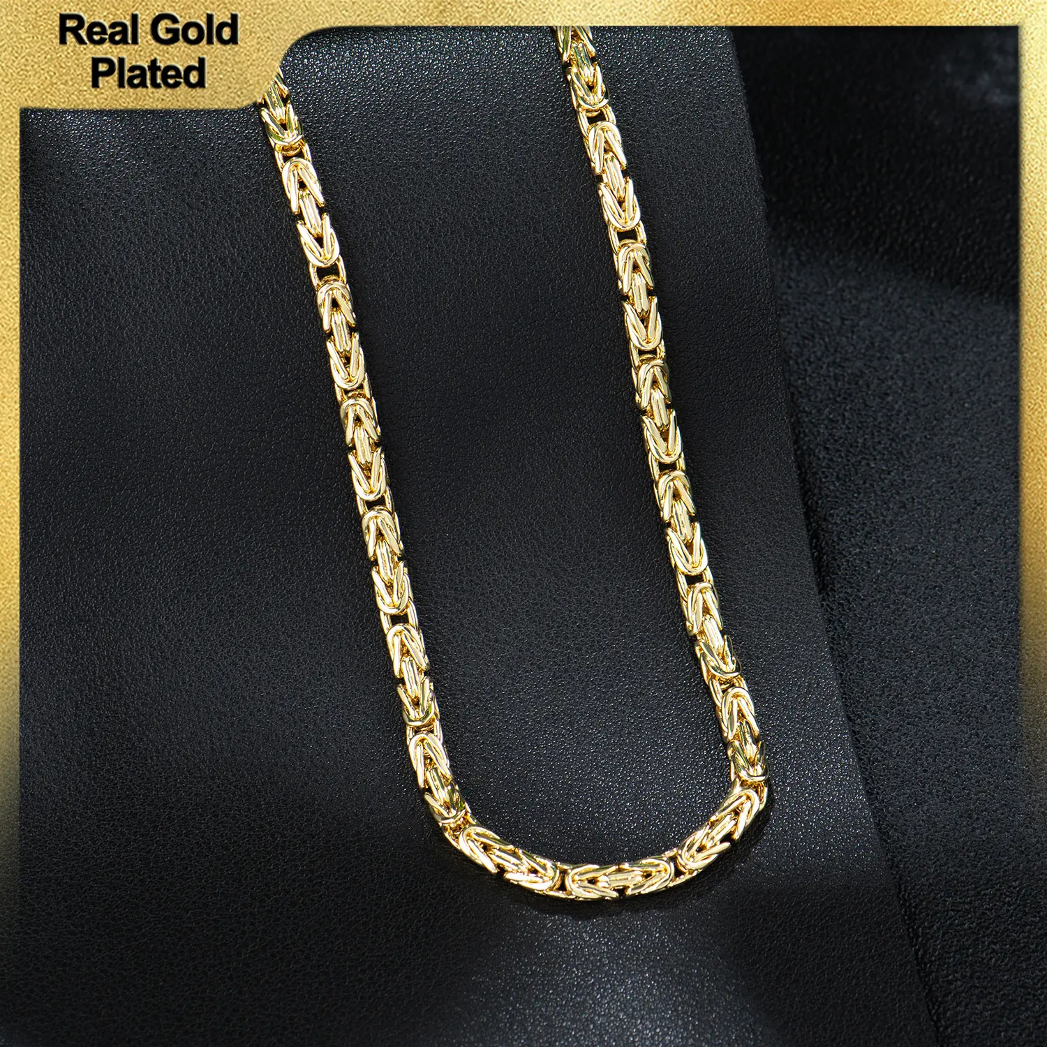 Holylegend 14K Real Gold-Plated Flat Round Byzantine Chain NecklaceChain 24 Inches Long,Tarnish-Free, 5fatkunmmWidth,Secure Clasp, Gift, Fresh Gold Styles For Everyday Wear