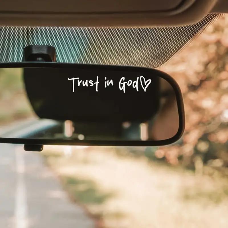 2pcs (black+white) Trust in God Car Rearview Mirror Sticker, Car Rearview Mirror Decal, Inspirational Vinyl Sticker, Ideal Christian Gift