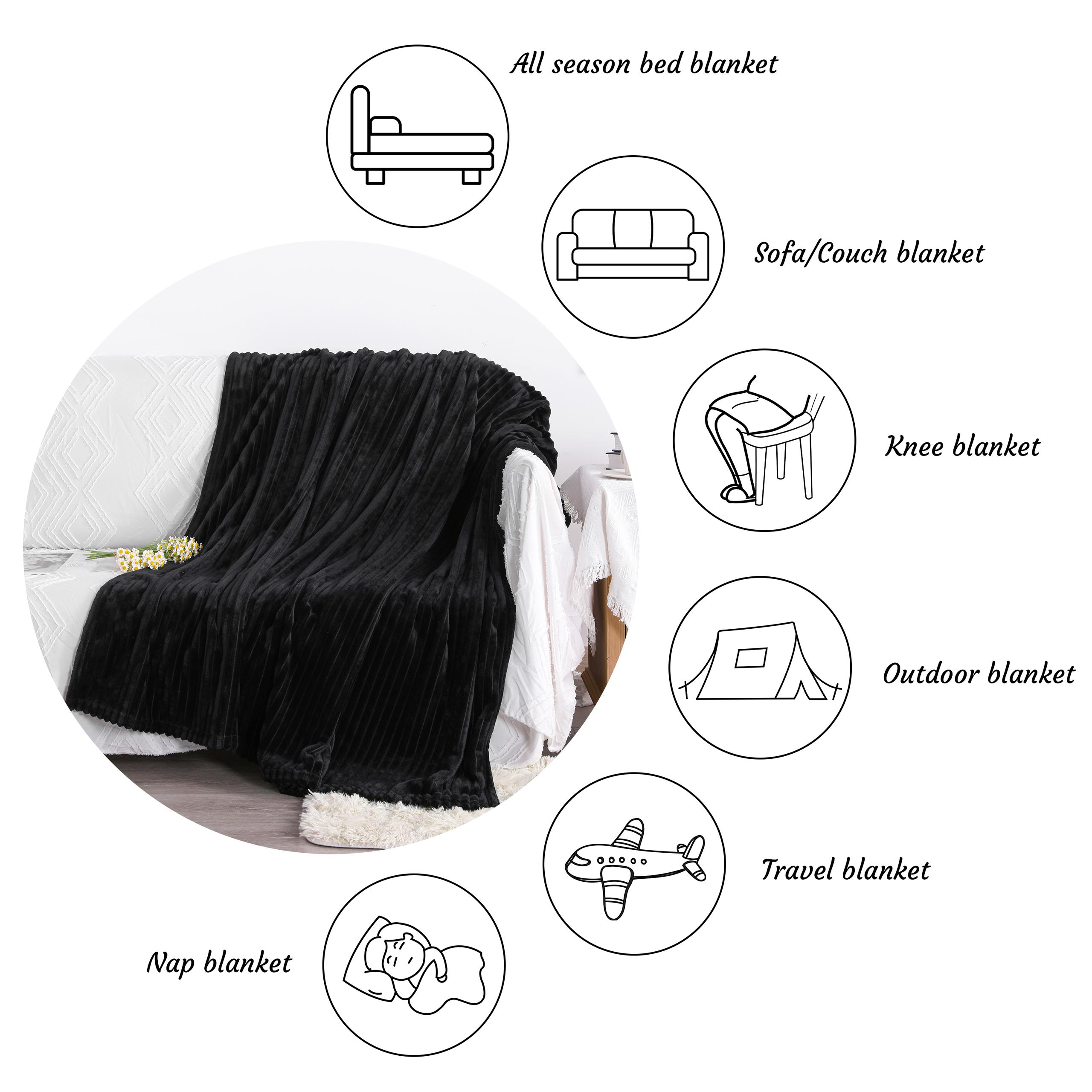 NTBAY Flannel Fleece Blanket, Ultra-Soft, Cozy,Skin-friendly, Lightweight Flannel Fuzzy Blanket, Fluffy Warm Reversible Stripes Design, Easy Care,for Bed, Couch, Travel, Camping, Fall, Christmas gifts