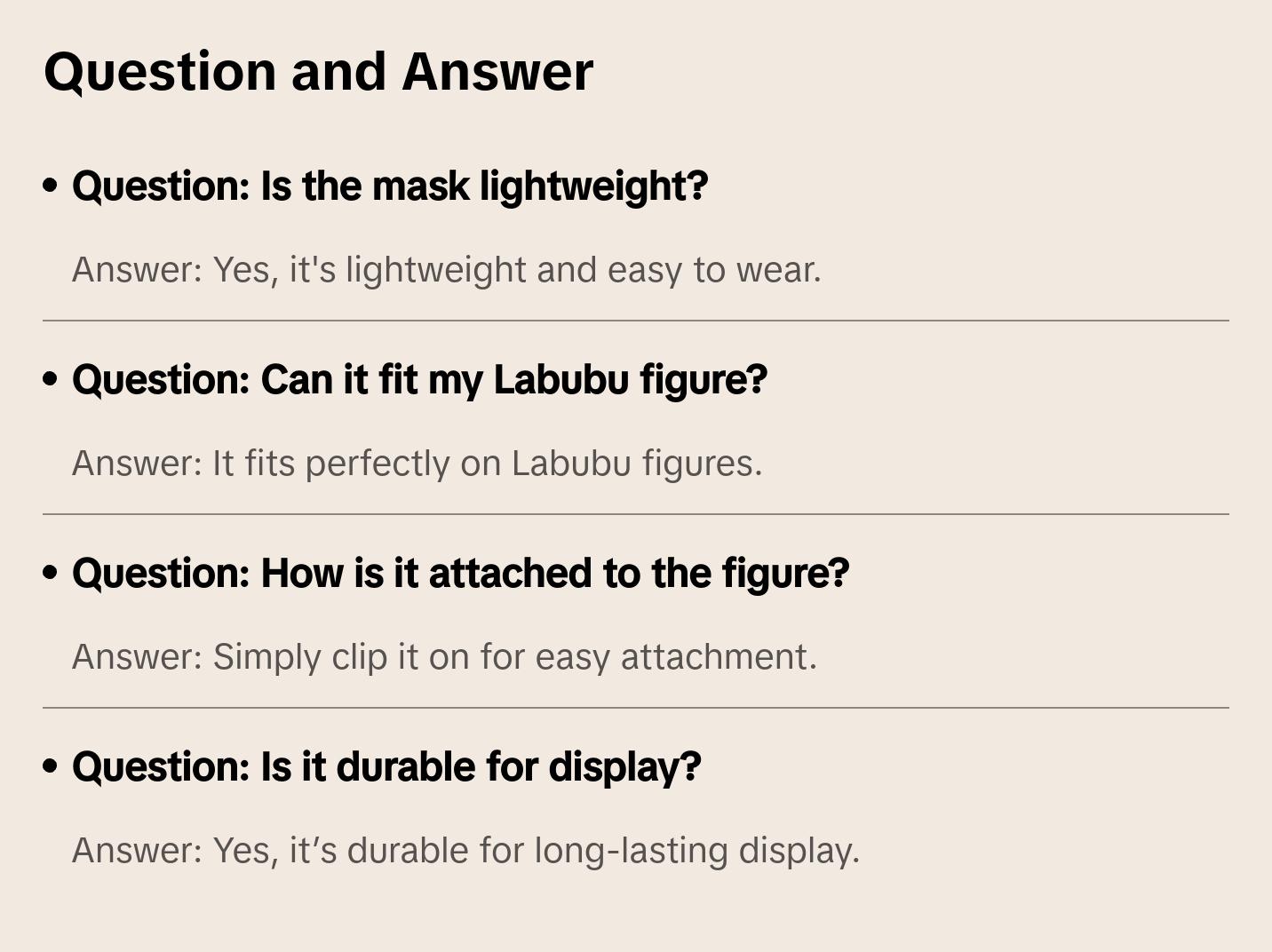 Labubu Cute Ghostface Mask Accessory for Collectors & Display - Lightweight Durable Easy Attachment Spooky-Cute Twist for Horror Fans