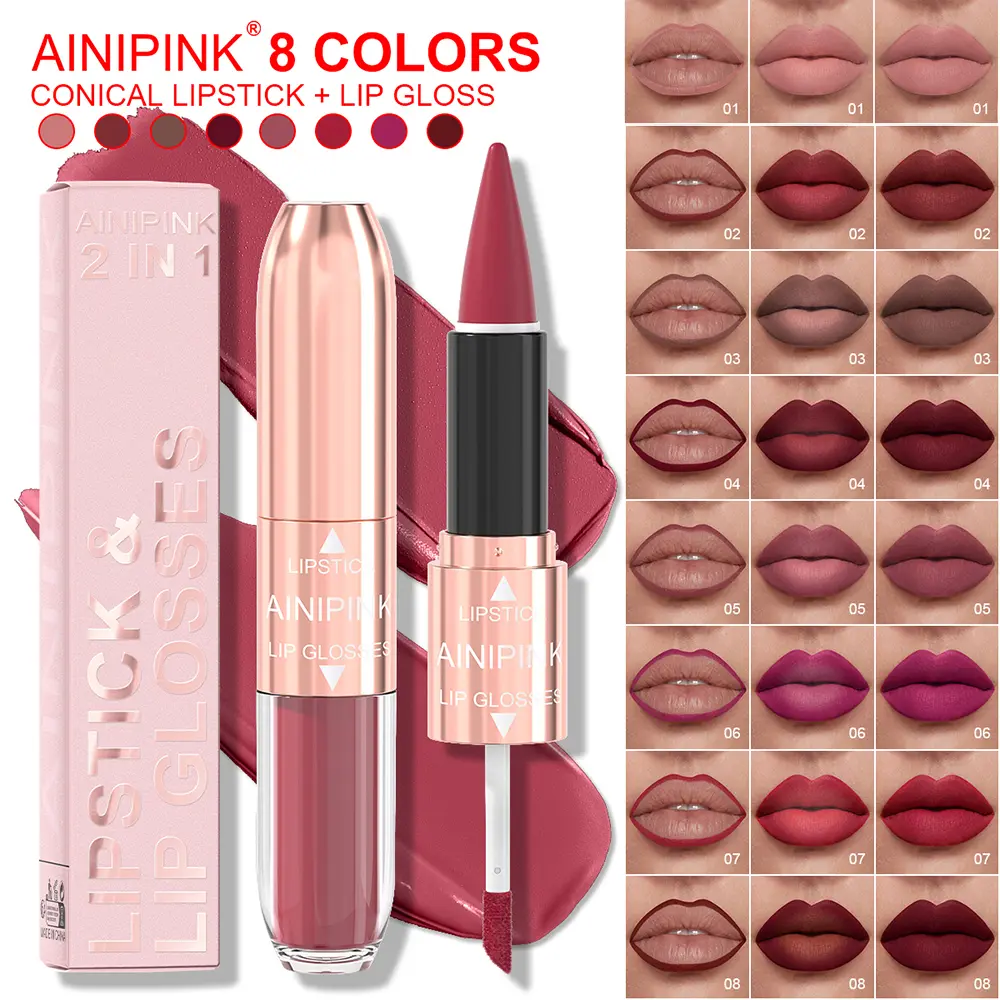 Ainipink Matte Lip Balm, Waterproof Sweatproof, Velvet Texture, Non-Sticky, Easy Application, Single Item