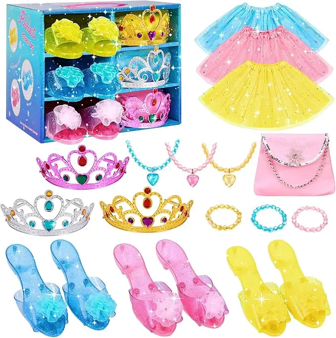 Princess Dress Up for Girls - Dress Up Clothes with Shoes & Skirts, Princess Toys for Toddler Girl 3,4,5,6 Years