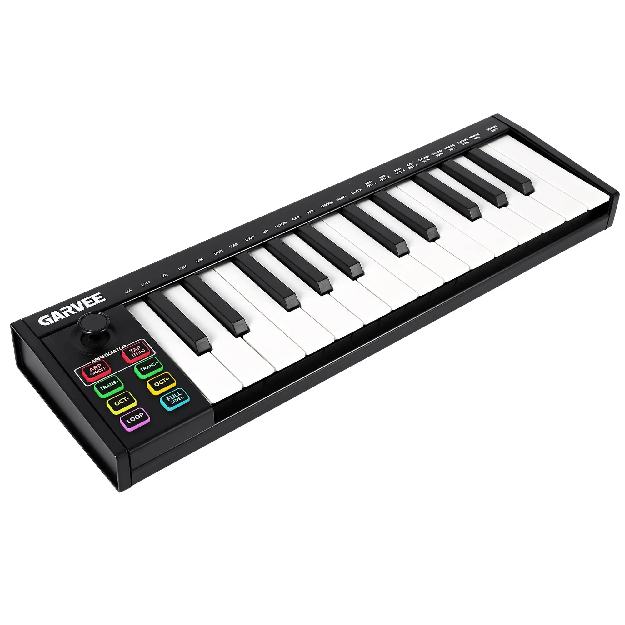 GARVEE 25-Key MIDI Keyboard Controller - Compact Plug-and-Play USB Interface, DAW-Integrated, 8 Drum Pads, 8 Knobs, OLED Display for Music Production