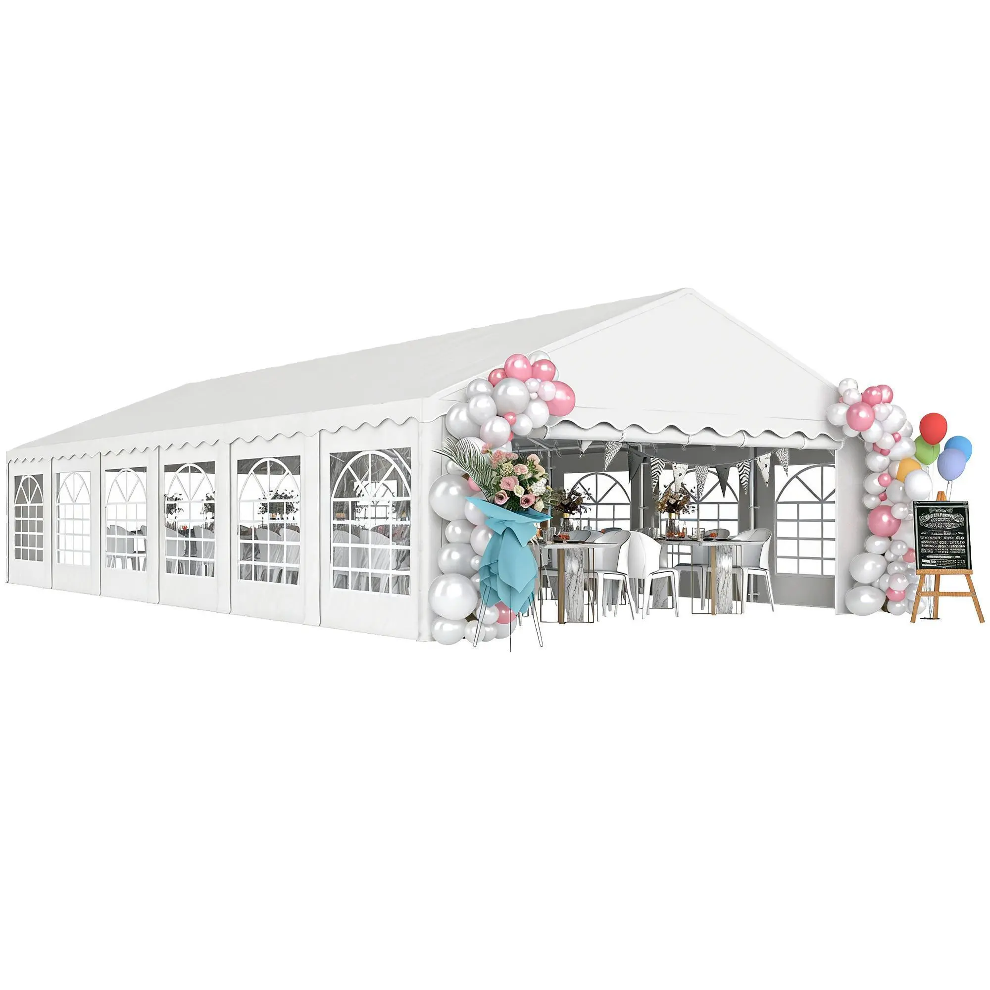 Outsunny 20' x 40' Heavy Duty Party Tent, Large Outdoor Canopy Tent Event Shelter with Removable Sidewalls, 12 Windows & 2 Doors, Tents for Wedding, Parties, BBQ, Events, White