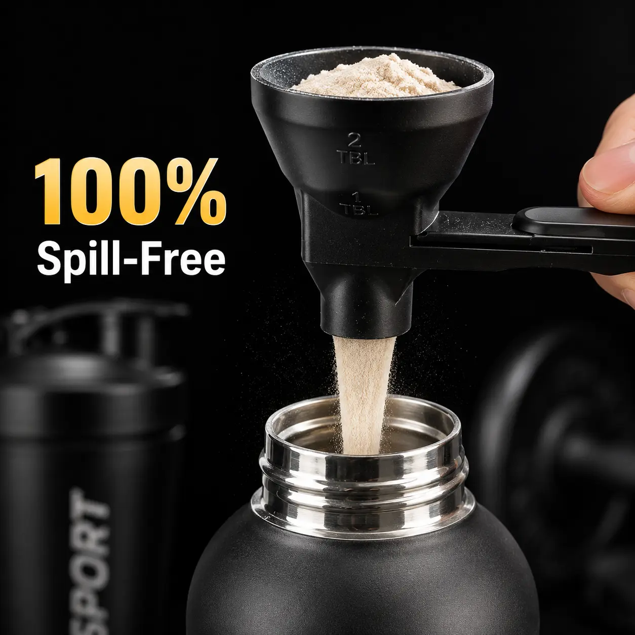 [Buy 1 Get 1 Free] BPA-Free Plastic Smooth-Sliding Protein Powder Measuring Scoop with High-Quality Funnel for Precision Dosing, Pre-Workout Creatine, Ideal for Kitchen Lovers, Halloween gifts, Christmas gifts