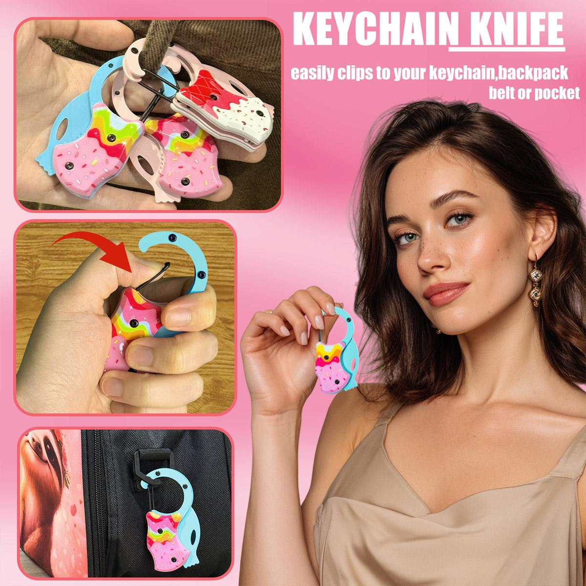 Small Pocket Toy Knife for Women, Cute Donut Folding Box Cutter with 1.34 inch Sharp Blade, EDC Knives Tool for Everyday Carry, Great Gift for Her Small Pocket Toy Knife for Women, Cute Donut Folding Box Cutter with 1.34 inch Sharp Blade, EDC Knives Tool for Everyday Carry, Great Gift for Her