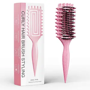 Professional Curl Defining Brush with Soft Boar Bristles & Wide-Teeth Design – Effortlessly Detangle Tangled Hair with Smooth Glide, Shape & Define Perfect Curls with Ease, Universal Curling Definer for Both Wet and Dry Hair Types