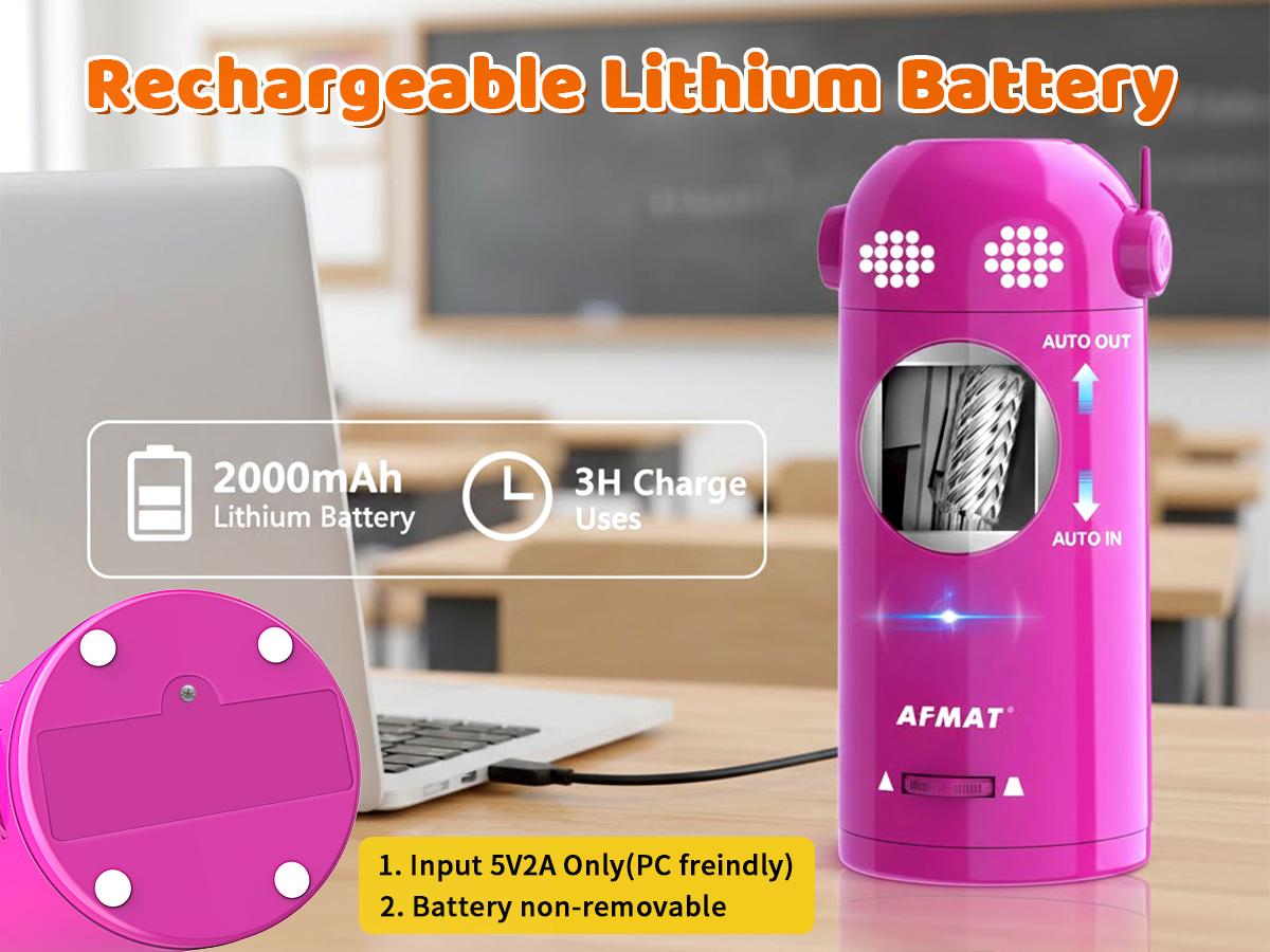 【summervibes】AFMAT Robotic Pencil Sharpener - Fully Automatic Funny Robot Design, Hands-free, Rechargeable, 3 Sharpness Settings, Kid-Safe, 7-11.5mm Large Hole, Ideal for Home, School, Teacher  Gift  adhd office accessories