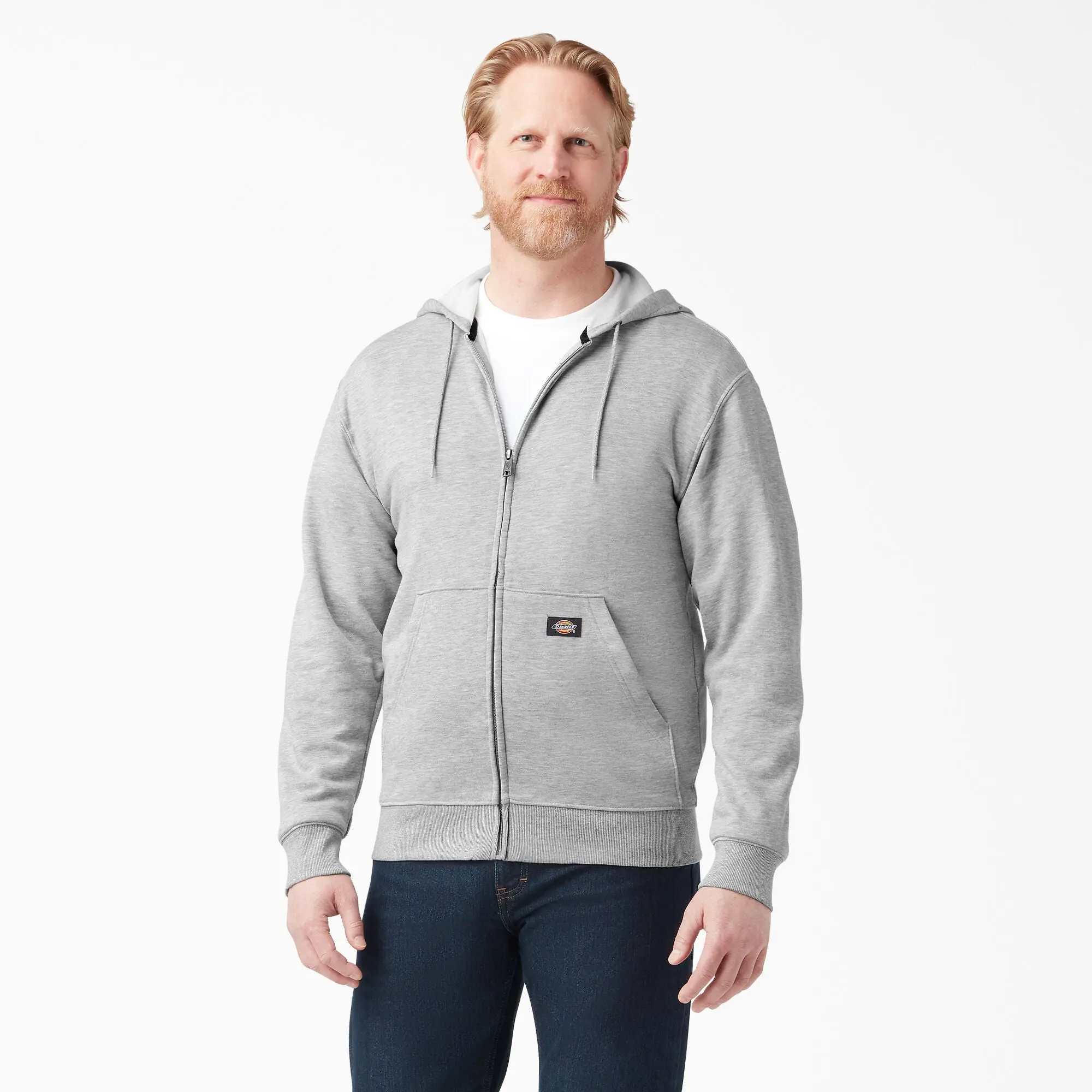 Dickies Men's Midweight Cotton Long Sleeve Fleece Zip Hoodie - Tops, Sweatshirts with Storage Pockets for Workwear, Streetwear