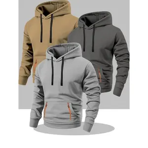 3 men's fleece hoodies -220g heavy-duty casual pullover with adjustable drawstring pockets, kangaroo pockets and ribbed cuffs, machine washable for autumn and winter (smoky brown, grey brown, black)| casual style hoodie| machine w