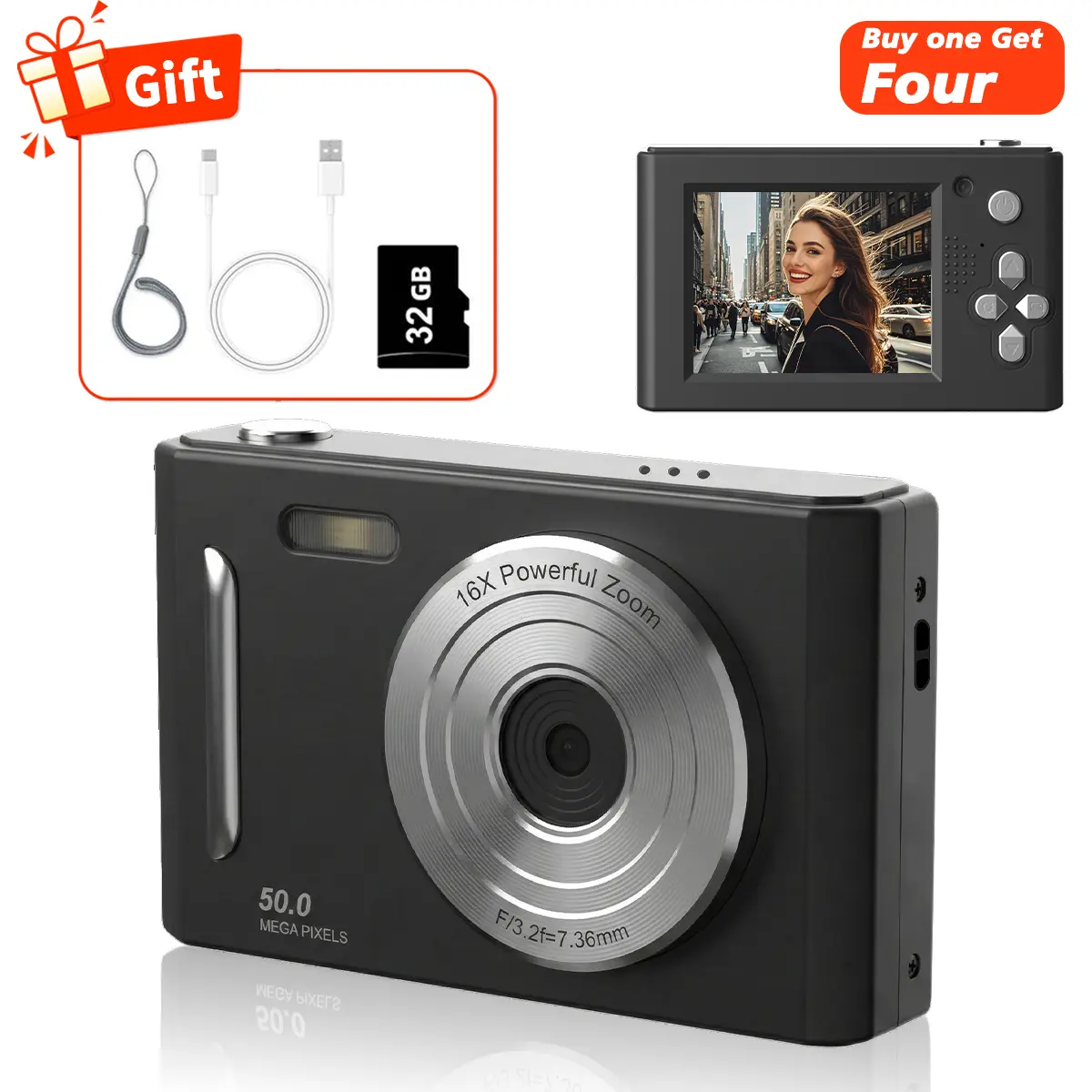 1080P FHD Entry-Level Digital Camera, Pocket  Point & Shoot Camera with Lens Filters, Compact Mini Portable Camera Comes with 32GB SD Card, Ideal Tech Gadget Gift for Students and Beginners tiktokshopbacktoschool