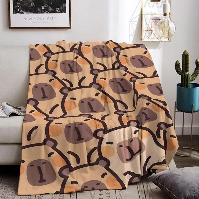 Soft Funny Capybara Throw Blanket Cute Cozy Flannel Blanket All Season Cuddle Blanket For Adults Family Birthday Couples Versatile Bed Sofa Bedroom Decor Gift