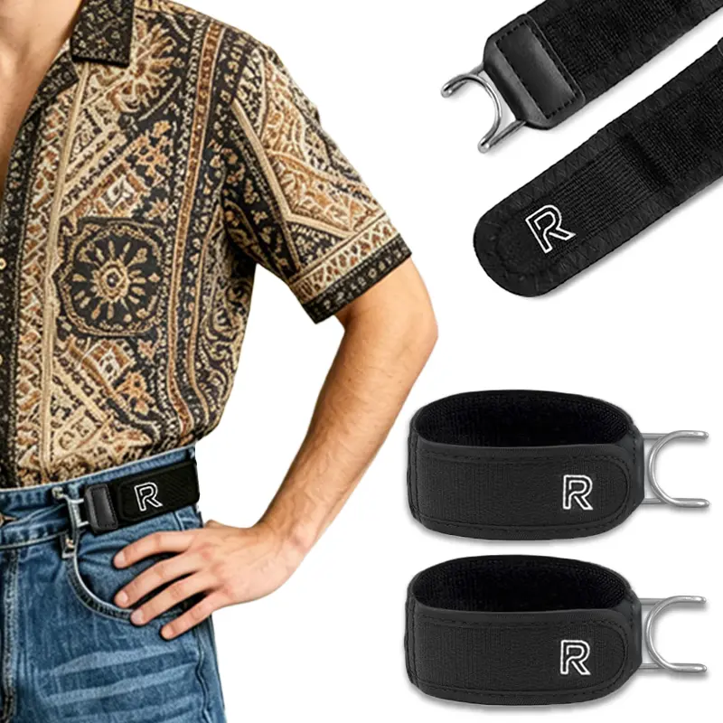 2PCS Metal Hook Elastic Belt Buckle Invisible Design Soft Adjustable Side Tactical Belt Unisex Invisible Waist Cincher - No-Sew Waist Tightener Buckle & Belt Hack