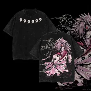 Limited Edition Madara Uchiha T-Shirt - Double Printed Washed Tee Unisex Oversize, Acid Washed Lightweight Cotton, Naruto Anime Manga, Uchiha Clan, Gift for Anime Fan