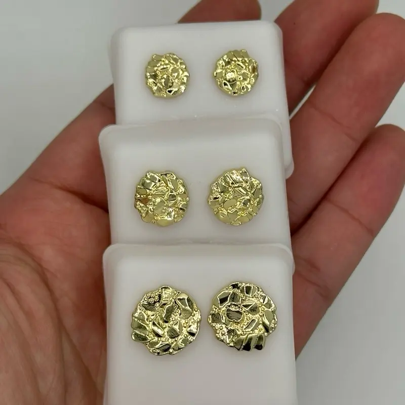 Gold nugget round earrings non tarnish Gold nugget round earrings non tarnish