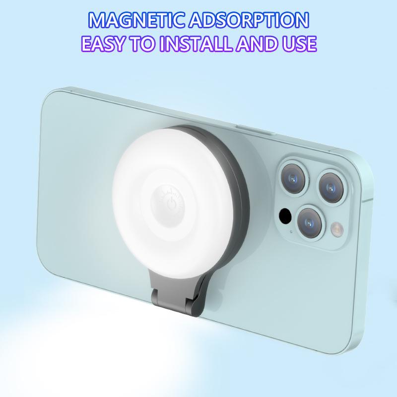 Magnetic Beauty Selfie Light for Phones, Portable Rechargeable LED Ring Light, 180° Flippable Phone Fill Light for Selfies, Makeup, Live Streaming, Video Calls