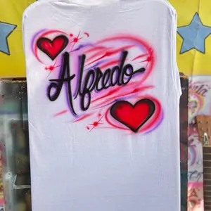 Personalized Airbrush T-Shirt Design # 50 2 Heart and Your Name for Unique Style Customizable Graphic Tee