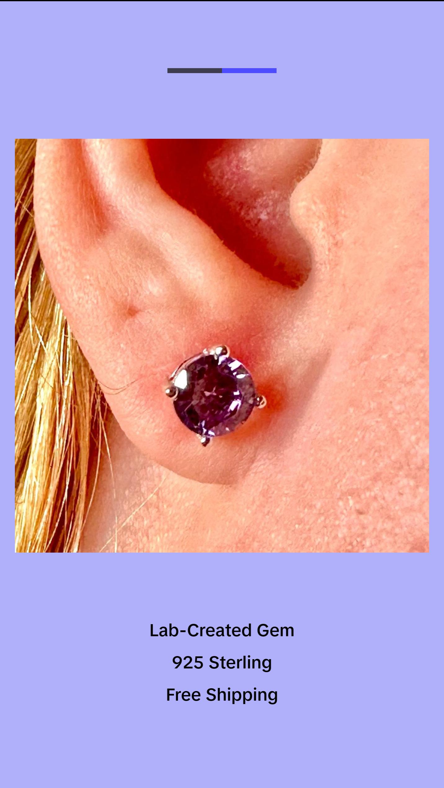 925 Sterling Silver Amethyst Stud Earrings for Women 6MM Birthstone Gift