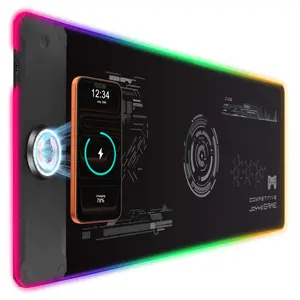 RGB Gaming Mouse Pad Magnetic Wireless Charging Desk 15W Fast Charger, 31.5"x11.8" Waterproof Laptop Writing for Office, Home, Gaming Desktop Accessory, Includes Power Adapter