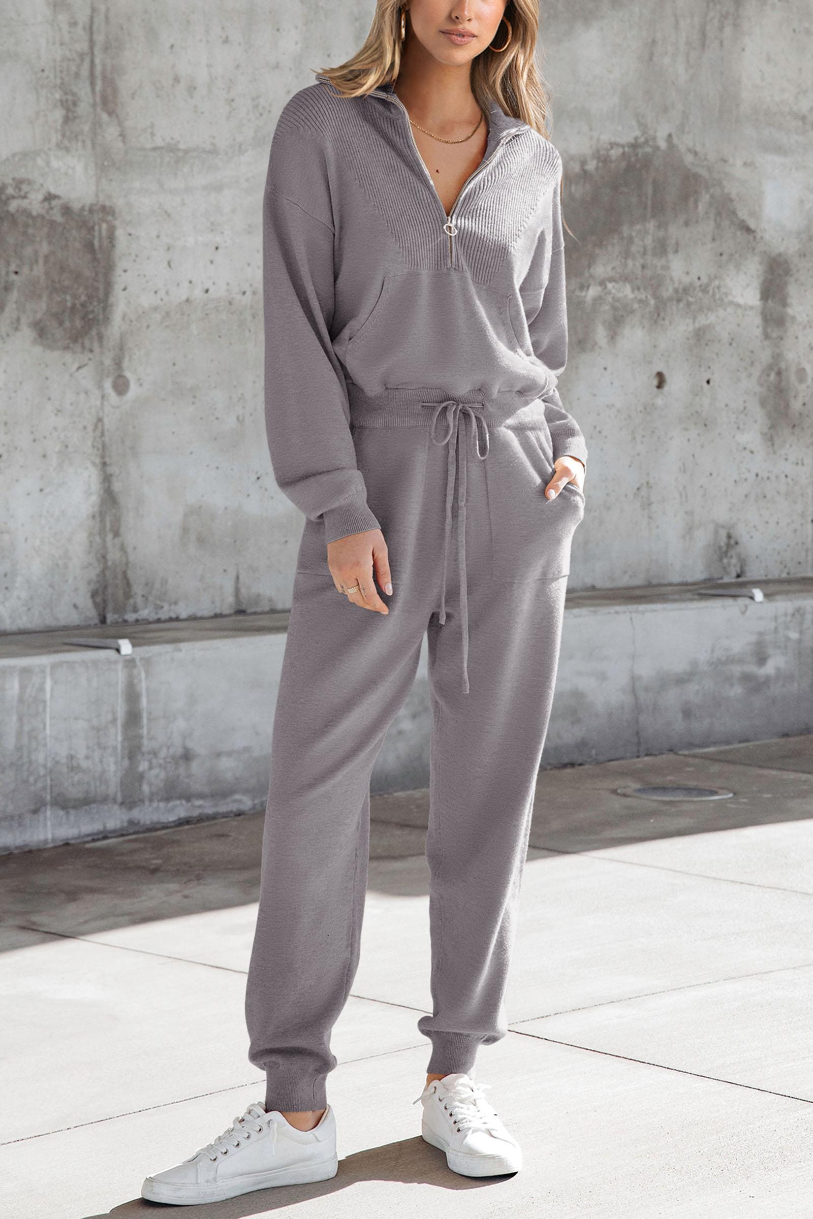 PrettyGarden Women's 2-Piece Sweater Set Pullover Zip Up Sweatshirt Jogger Sweatpants Tracksuit Casual Outfit