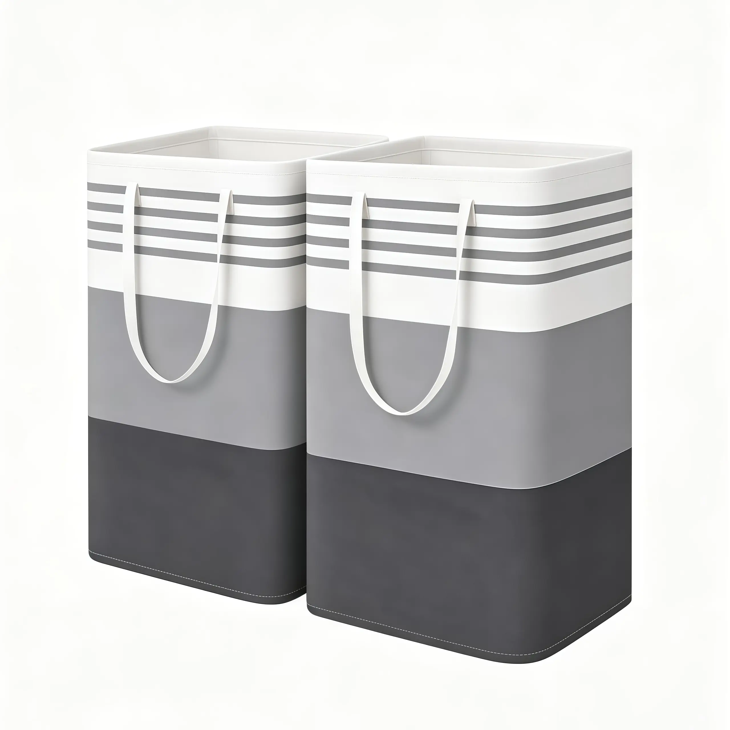 Foldable PEVA Waterproof Wipe Clean Laundry Hamper 75L - 2-Piece/4-Piece Large Casual Rectangle Cotton Freestanding Hampers, Independent Design, High Legs, Extended Handle for Home, Camping | Clothes Storage Basket