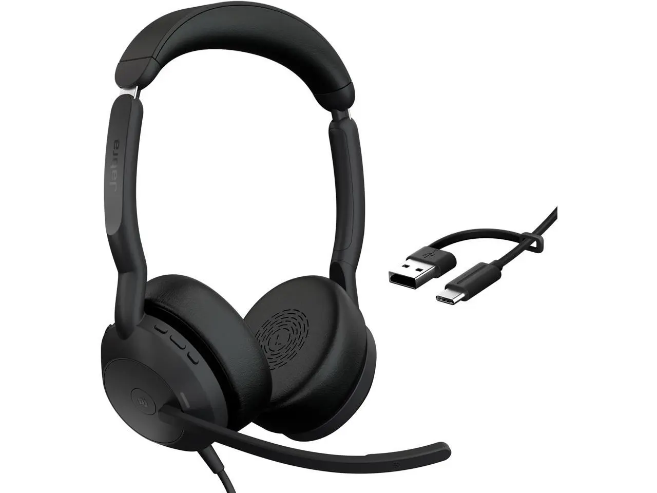 Jabra Evolve2 50 Wired Dual-Ear Headset - Noise Cancelling Headphones, Bluetooth Headset for Work with Noise Cancelling Microphones, Goes with Online Meeting Platforms Like Microsoft Teams, Black