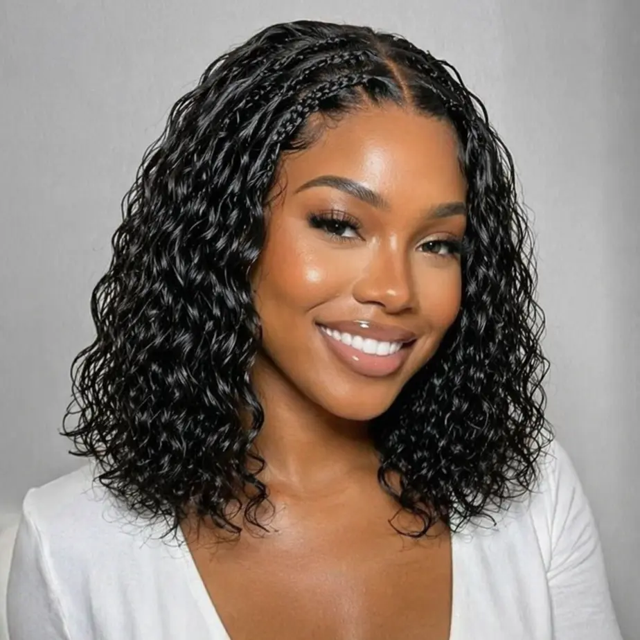 Boho Knotless Braids Natural Black Water Wave Wig 6x4.5 Lace Closure Glueless Wear & Go Human Hair Pre Plucked Wig for Black Women #DealsForYouDays, Wigs, Boho Braids