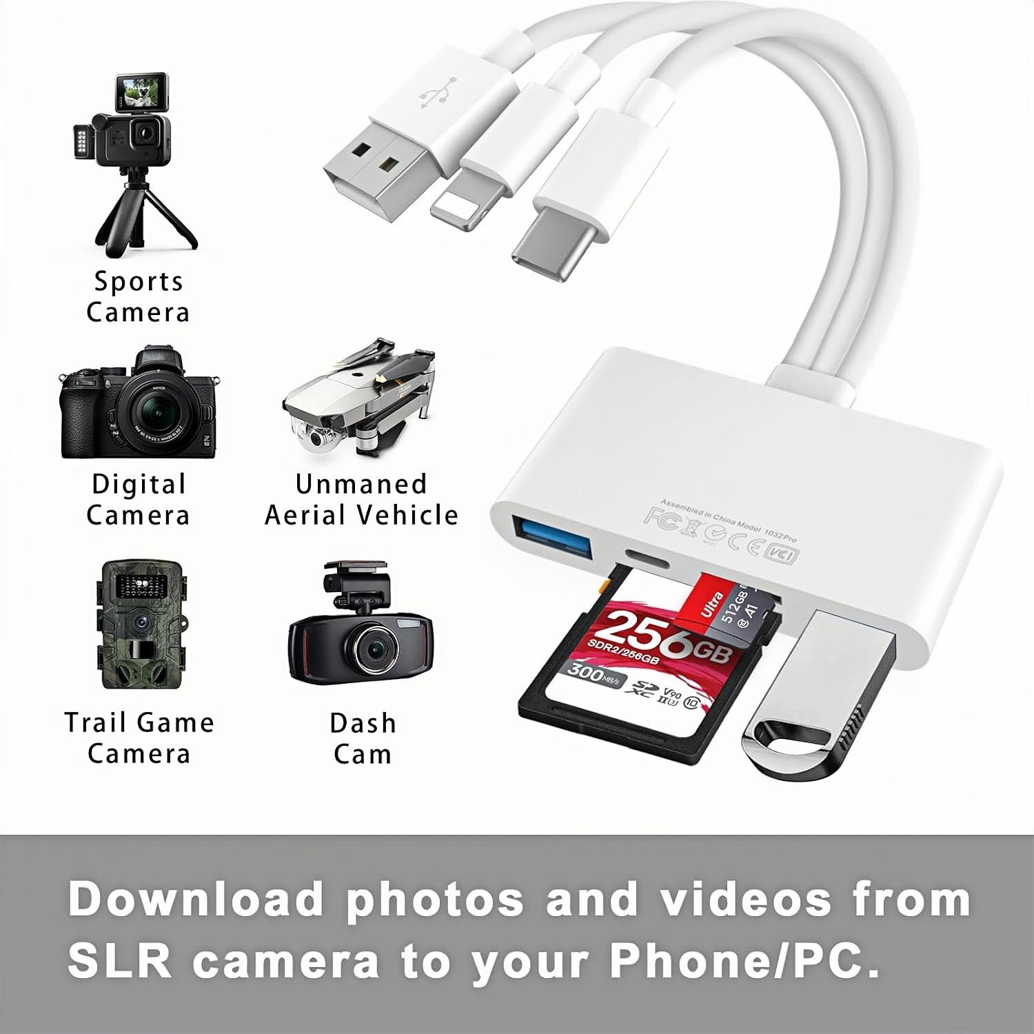 5-in-1 SD Card Reader for iPhone,USB C Lightning USB A Connector to SD/TF Card Reader & USB OTG Adapter for iPhone/iPad/PC/Android/Camera/USB C & A Devices,Supports SD/Micro SD/SDHC/SDXC/MMC Plug and Play 5-in-1 SD Card Reader for iPhone,USB C Lightning USB A Connector to SD/TF Card Reader & USB OTG Adapter for iPhone/iPad/PC/Android/Camera/USB C & A Devices,Supports SD/Micro SD/SDHC/SDXC/MMC Plug and Play