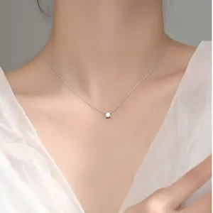 Minimalist Cubic Zirconia Necklace – Elegant Pendant Jewelry Gift for Women